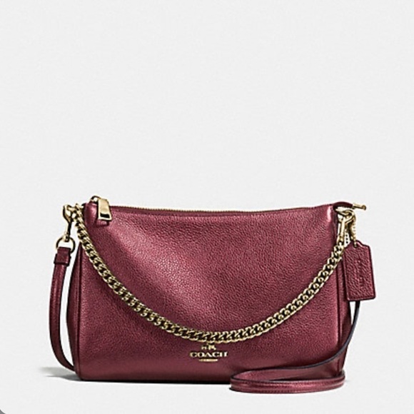 Coach Handbags - Coach CARRIE CROSSBODY IN METALLIC LEATHER